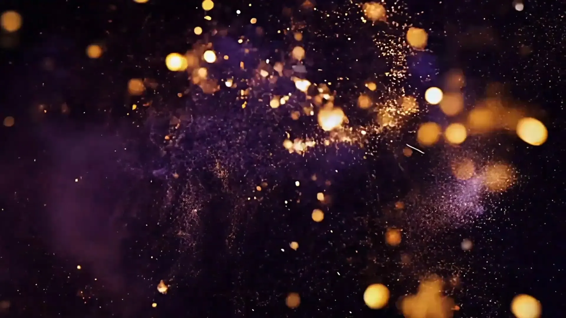 Purple and Gold Particle Explosion Overlay For Logo Animation